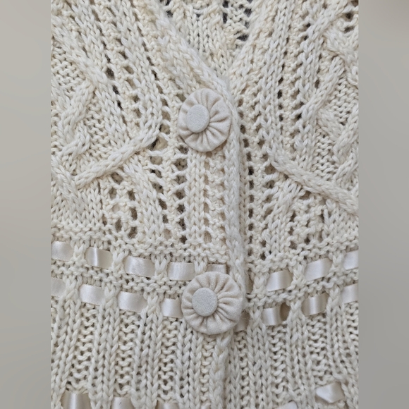 Guinevere By Anthro Open Knit Shirt Cardigan Wool Mohair Blend Size Small - Picture 3 of 11